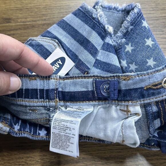 NWT Old Navy 2T Denim American Flag Americana Stars stripes Adjustable Waist - Picture 4 of 5